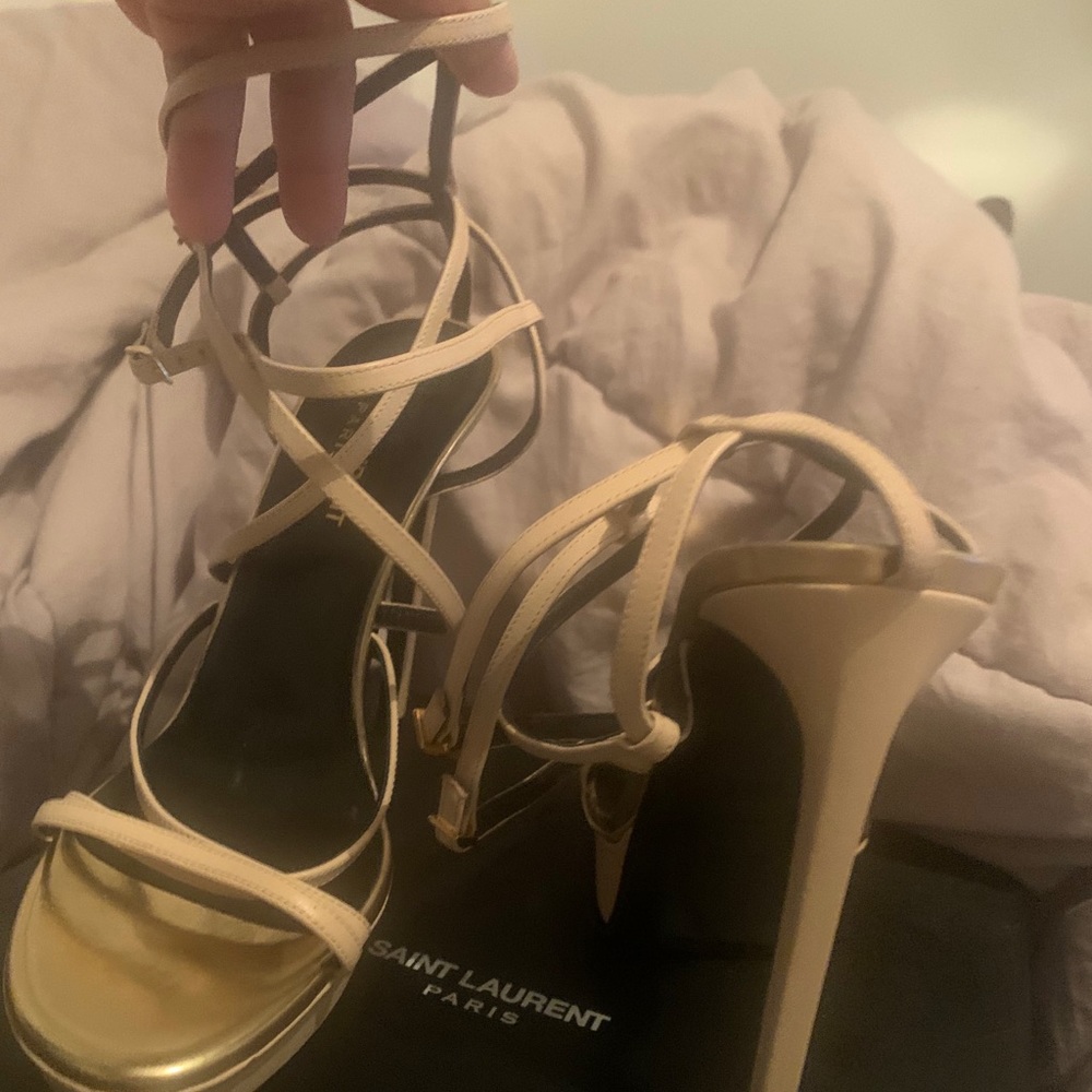 Authentic Saint Laurent leather gladiator platform